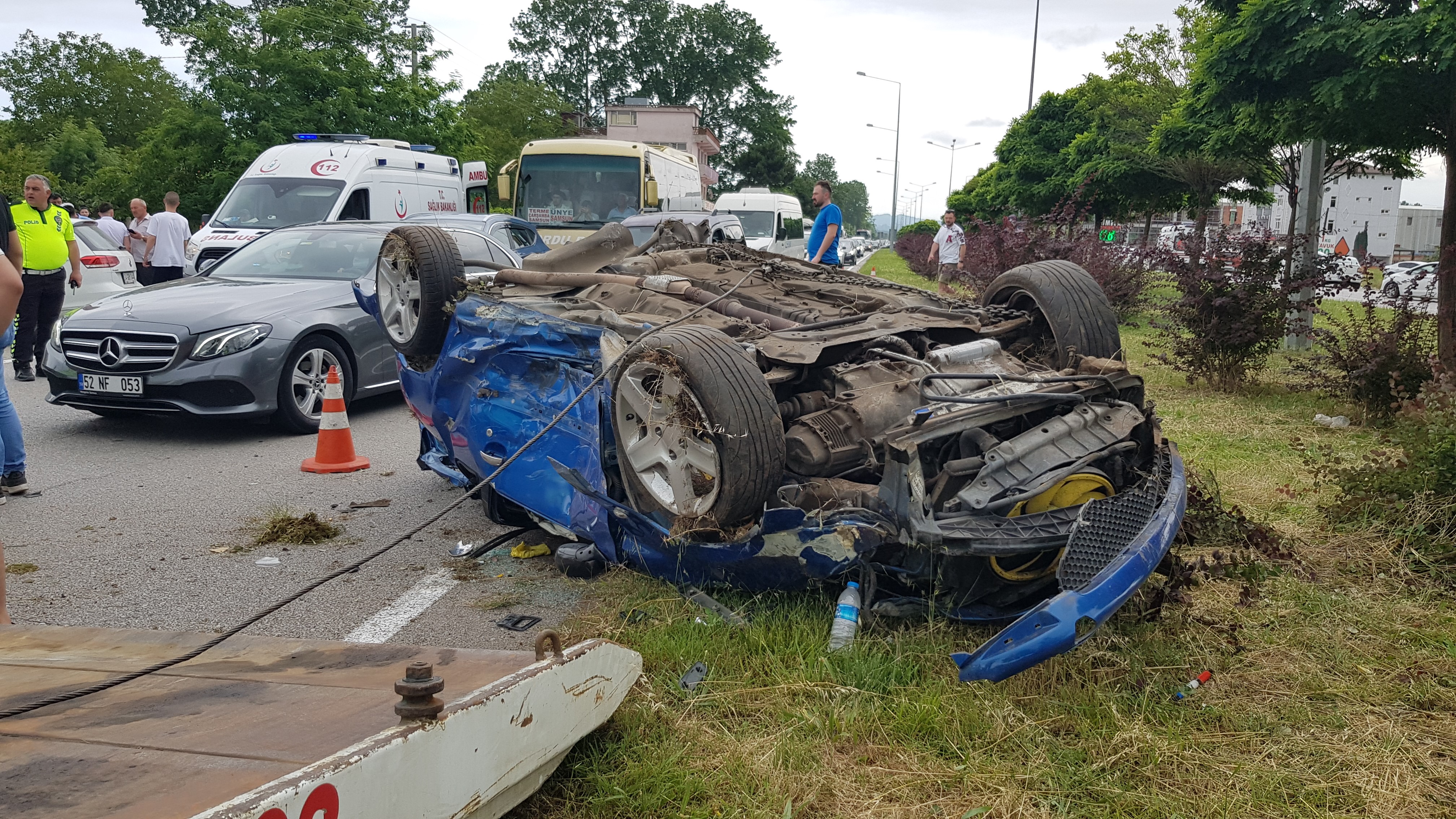 Samsun'da 3 araçlı trafik kazası: 7 yaralı 