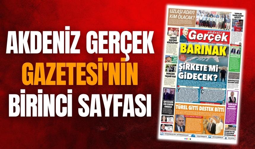 Akdeniz Gerçek Gazetesi'nin birinci sayfası