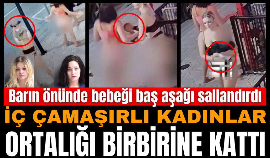 İç çamaşırlı sarhoş kadınlar ortalığı birbirine kattı