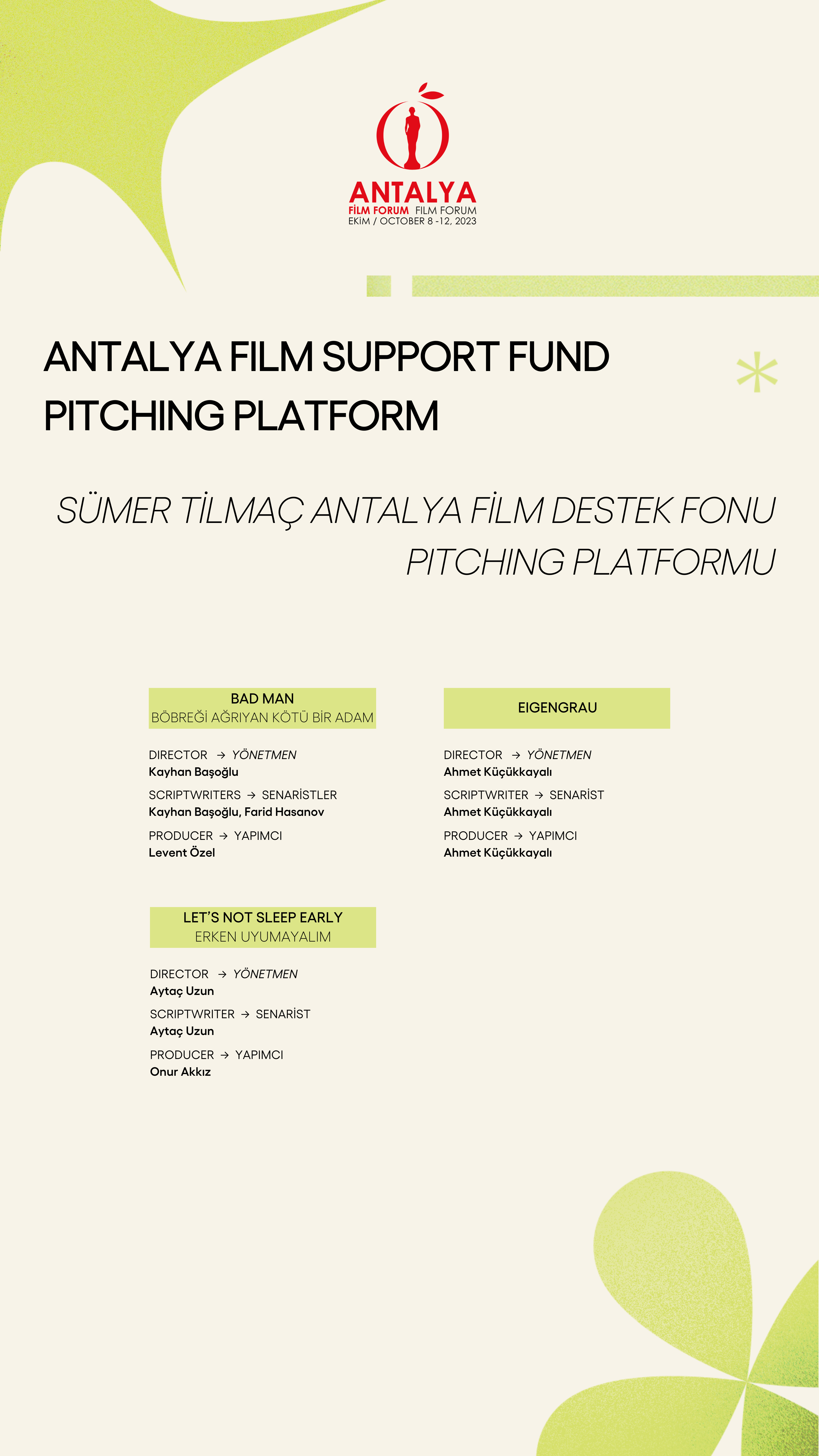 Sümer Tilmaç Antalya Film Destek Fonu Pitching Platformu