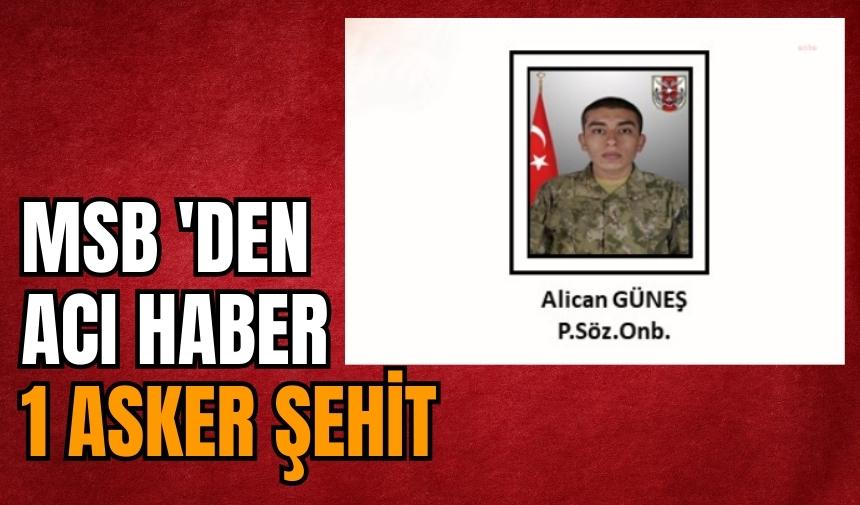 MSB 'den acı haber: 1 asker şehit