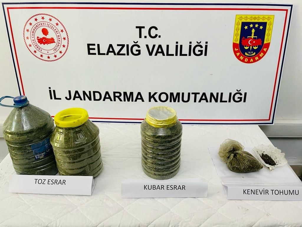 Elazığ’da toprak altında gizlenmiş 14 kilo esrar bulundu