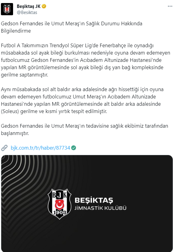 Sakatlıklar Hakkında Beşiktaş'ın Açıklaması