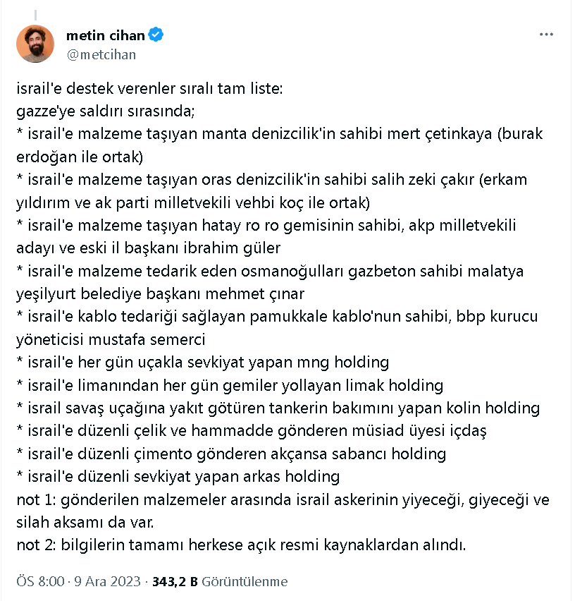 Metin Cihan Israile Destek Veren Firmalar Listesi 1