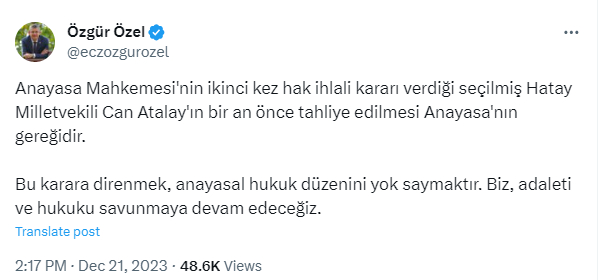 Özgur Ozel Aciklama