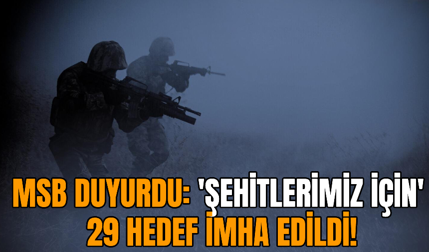 MSB duyurdu! 'Şehitlerimiz için' 29 hedef imha edildi