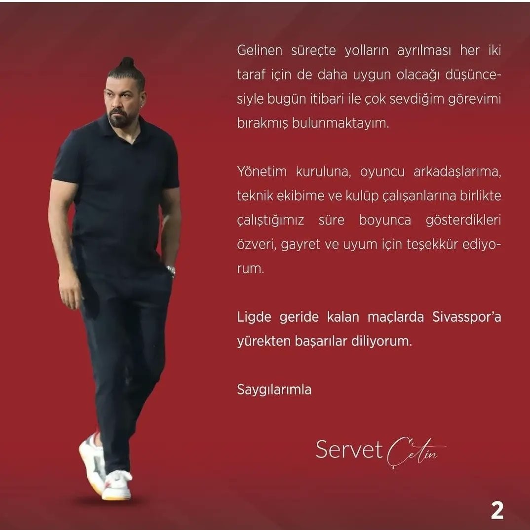 Servet Çetin'den Sivasspor’a Duygusal Veda