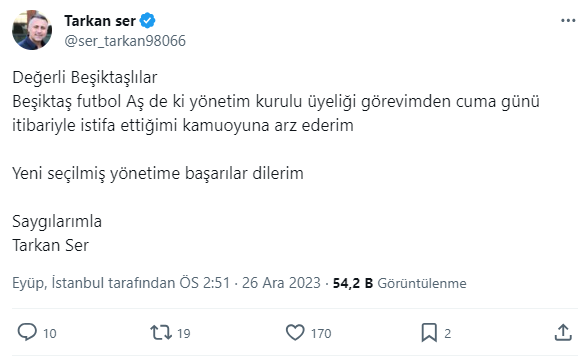 Beşiktaş yönetiminde istifa!