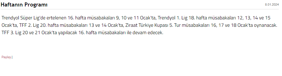 Süper Lig'de ertelenen 16'ıncı haftanın hakemleri belli oldu