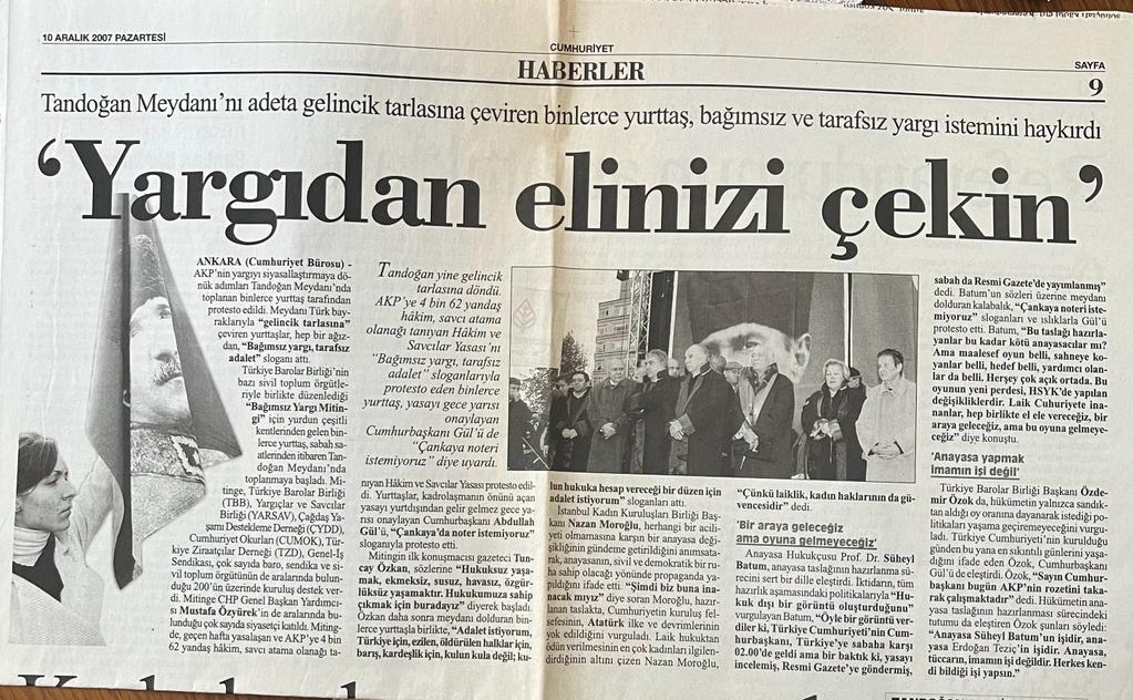 17 Yıl Geçti, Mücadele Bitmedi! Tandoğan'da Cumhuriyet Sesleri Yankılanmıştı Sıra Tbmm'de 