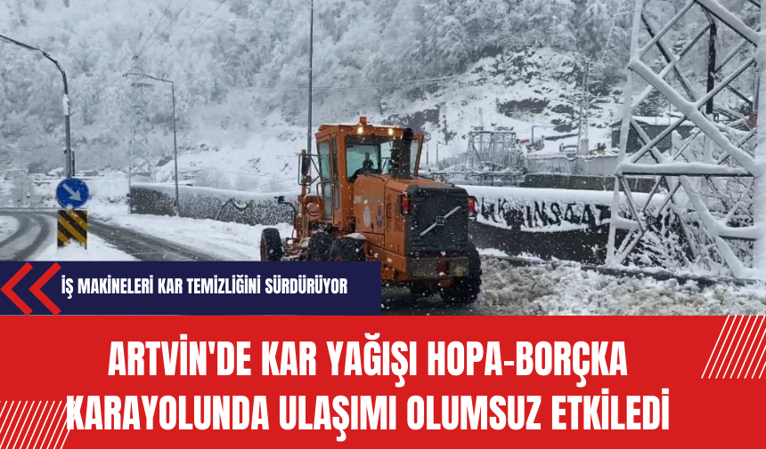 Artvin'de kar yağışı Hopa-Borçka karayolunda ulaşımı olumsuz etkiledi