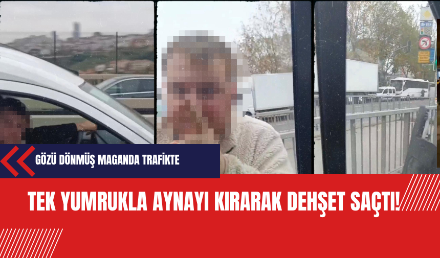 Gözü dönmüş maganda tek yumrukla aynayı kırdı!