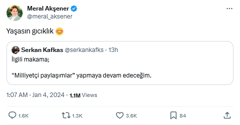 Meral Akşener'den Şaşırtan 'Gıcık' Paylaşımı!