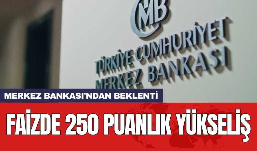 Merkez Bankası'ndan beklenti: Faizde 250 puanlık yükseliş