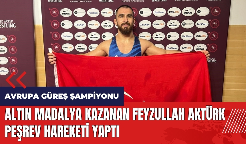 Altın madalya kazanan Feyzullah Aktürk peşrev hareketi yaptı