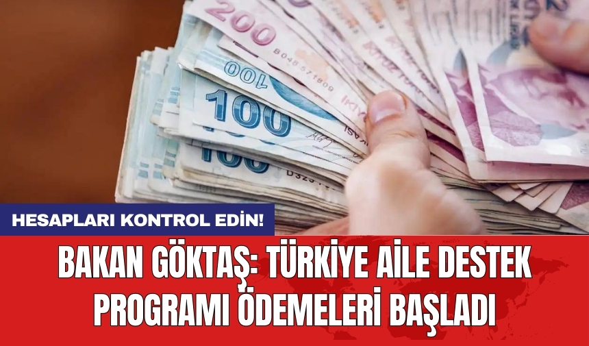 Bakan Göktaş: Türkiye aile destek programı ödemeleri başladı