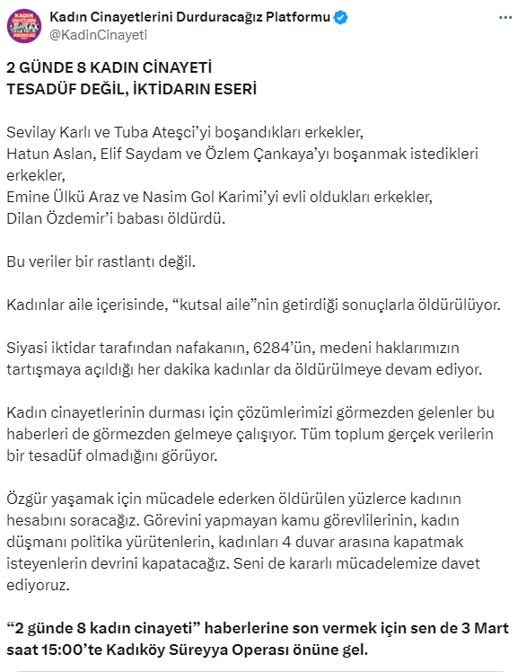 Kadın Cinayetlerini Durduracağız