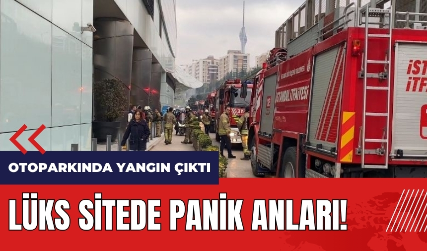 Lüks Rezidansta panik anları! Otoparktaki araç alev topuna döndü