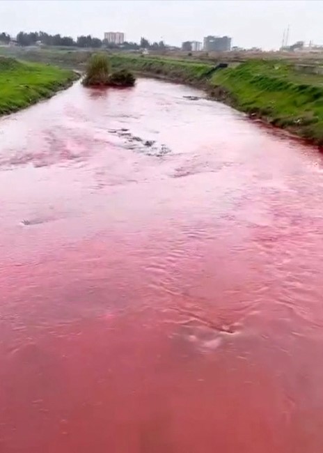 Mersin'de Berdan Nehri Kırmızıya Büründü 