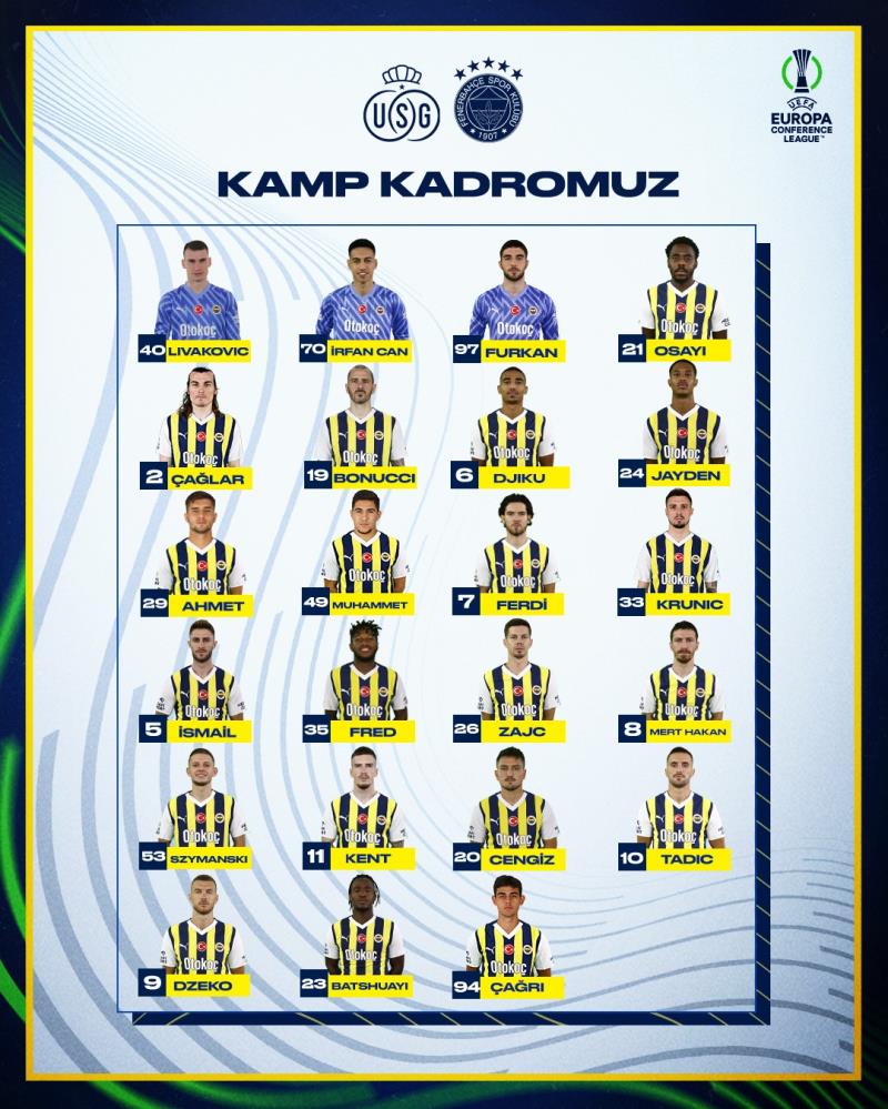 Fenerbahçe'nin Union Saint-Gilloise maçı kamp kadrosu açıklandı