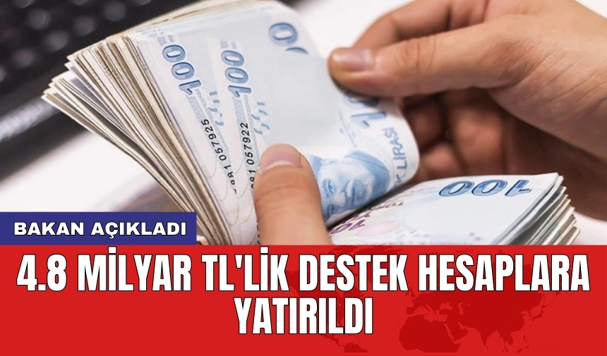 Bakan açıkladı: 4.8 milyar TL'lik destek hesaplara yatırıldı