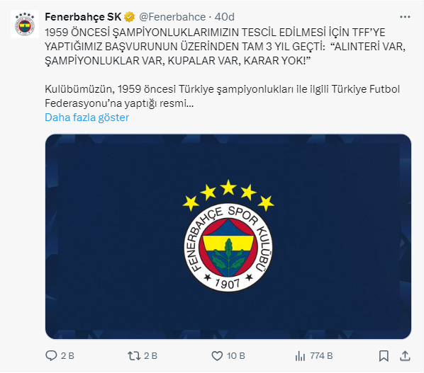 Fenerbahçe'nin TFF'ye başvurusu üzerinden 3 yıl geçti