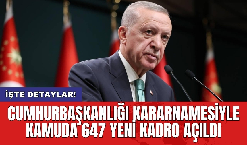 Cumhurbaşkanlığı kararnamesiyle kamuda 647 yeni kadro açıldı