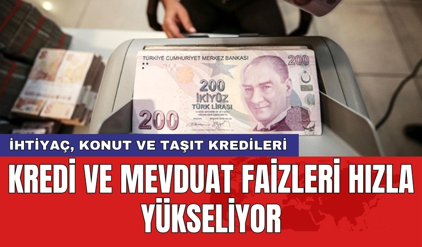 Kredi ve mevduat faizleri hızla yükseliyor