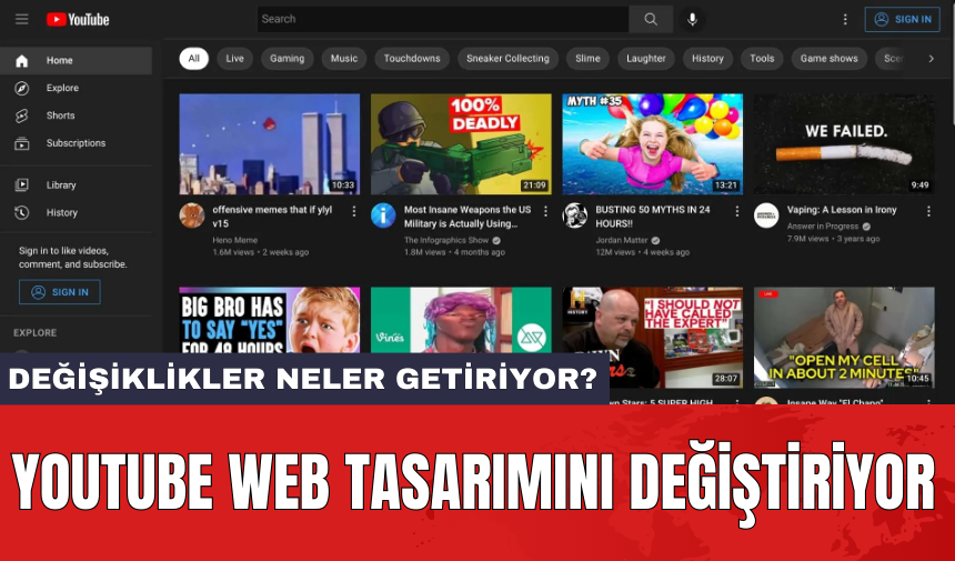 YouTube web tasarımını değiştiriyor