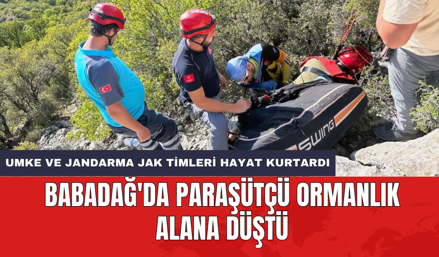 Babadağ'da paraşütçü ormanlık alana düştü