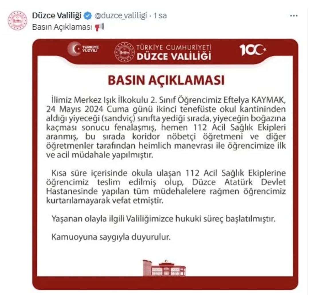 Düzce'de yürekleri parçalayan olay: 8 yaşındaki çocuk hamburger yeme yarışmasında hayatını kaybetti