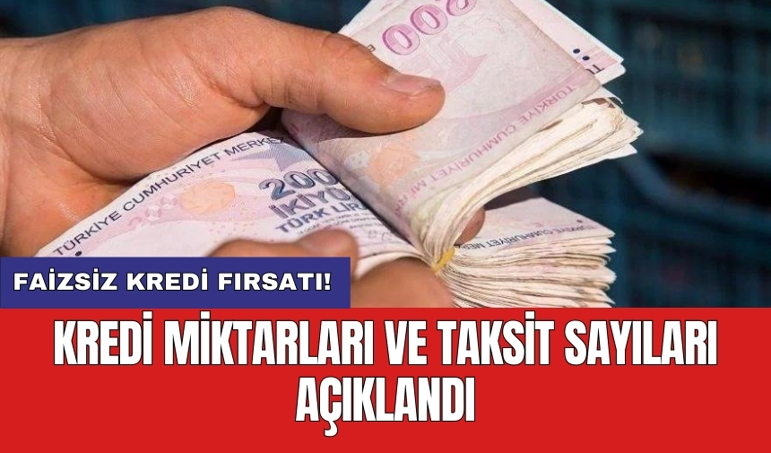 Faizsiz kredi fırsatı! Kredi miktarları ve taksit sayıları açıklandı