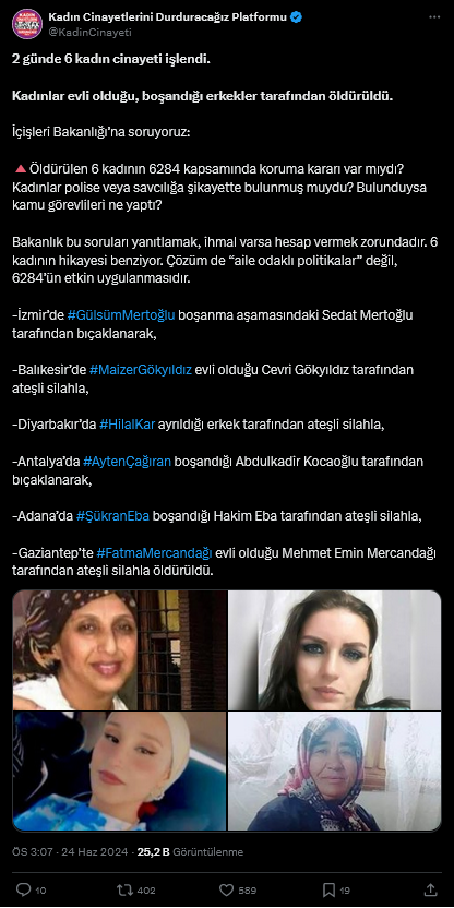 2 Günde 6 Kadın Katledildi! Eşi̇k'ten Bakanlığa 'Koruma Kararı' Sorusu 2