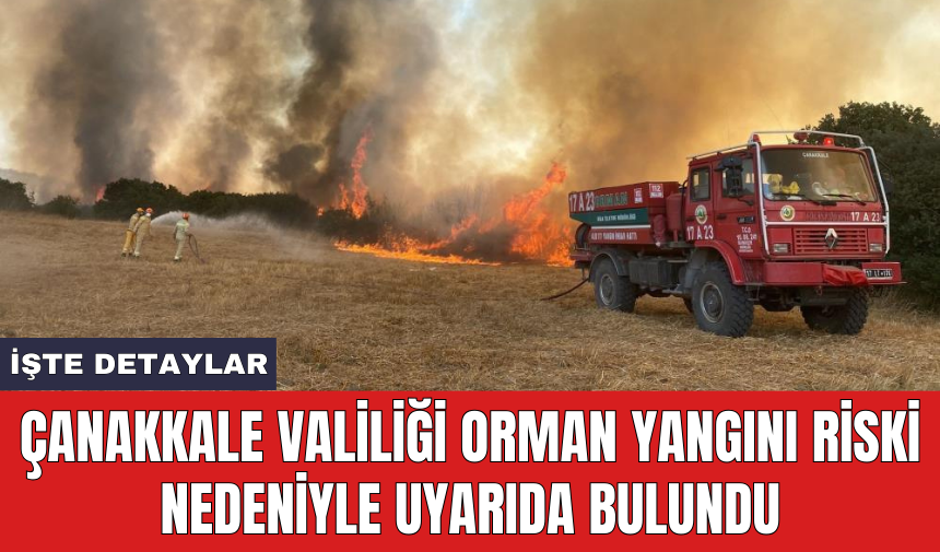 Çanakkale Valiliği orman yangını riski nedeniyle uyarıda bulundu