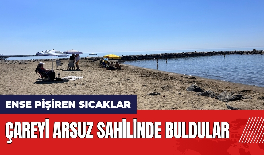 Ense pişiren sıcaklar! Çareyi Arsuz sahilinde buldular