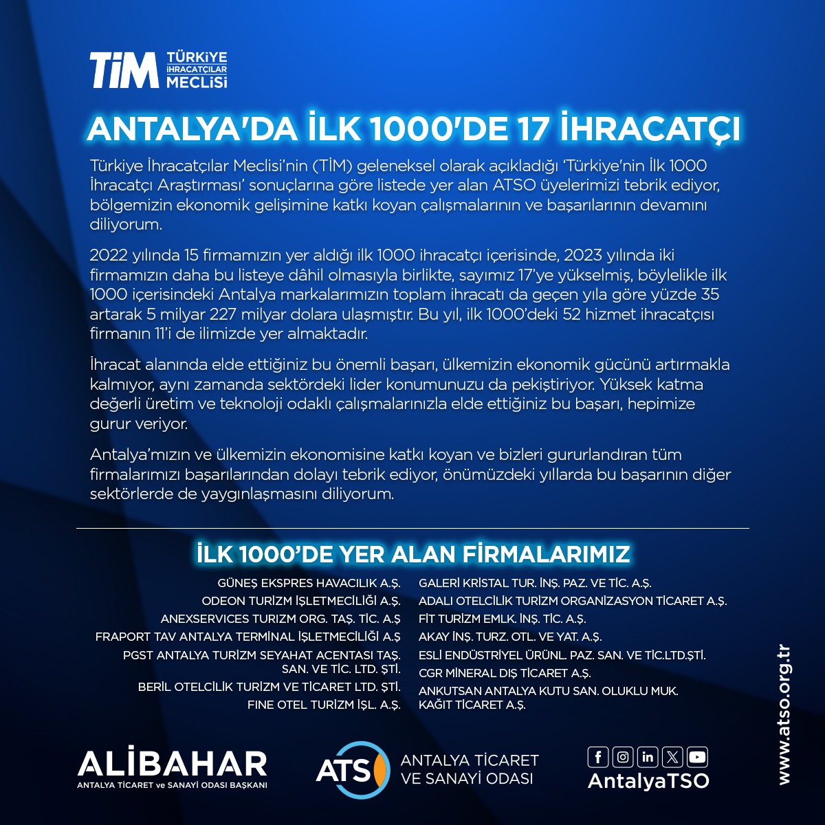 Antalya'da ihracatta büyük artış: 17 firma ilk 1000'de