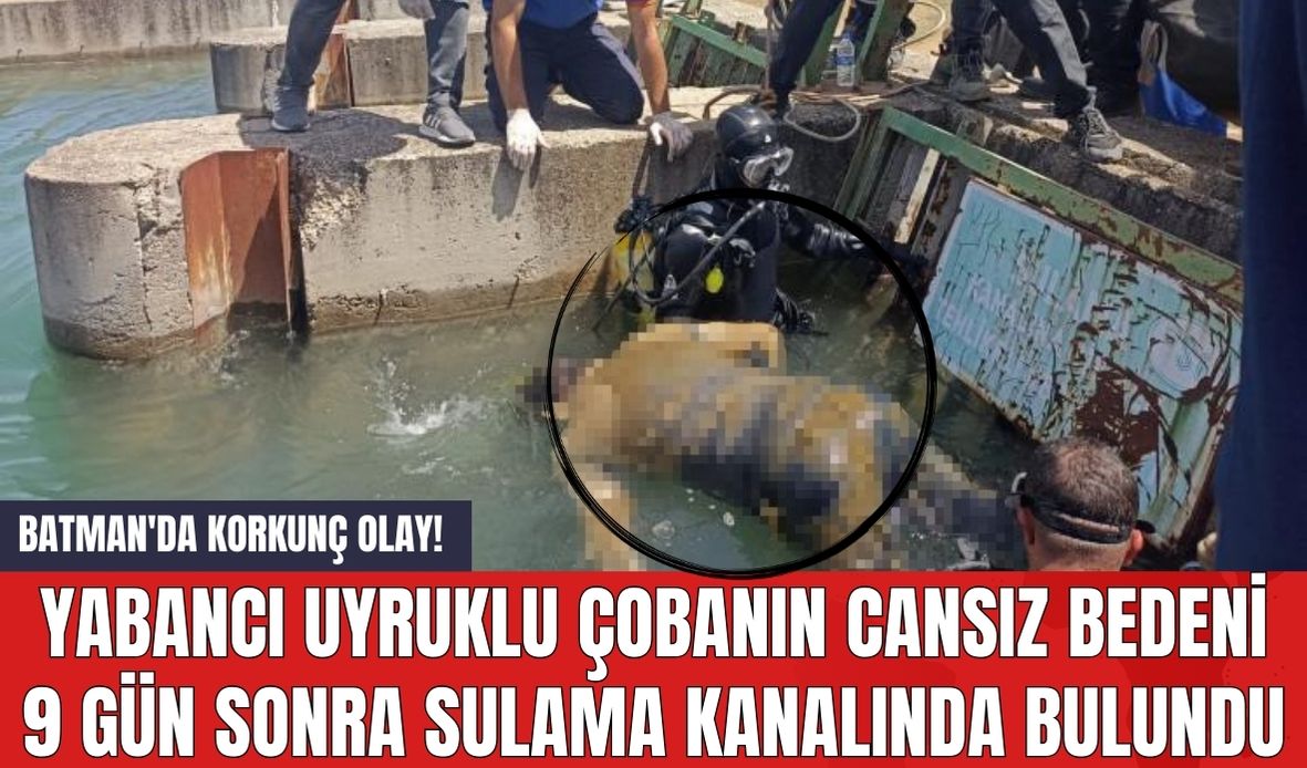 Batman'da korkunç olay! Yabancı Uyruklu Çobanın Cansız Bedeni 9 Gün Sonra Sulama Kanalında Bulundu