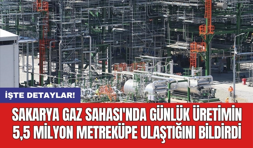 Sakarya Gaz Sahası'nda günlük üretimin 5,5 milyon metreküpe ulaştığını bildirdi