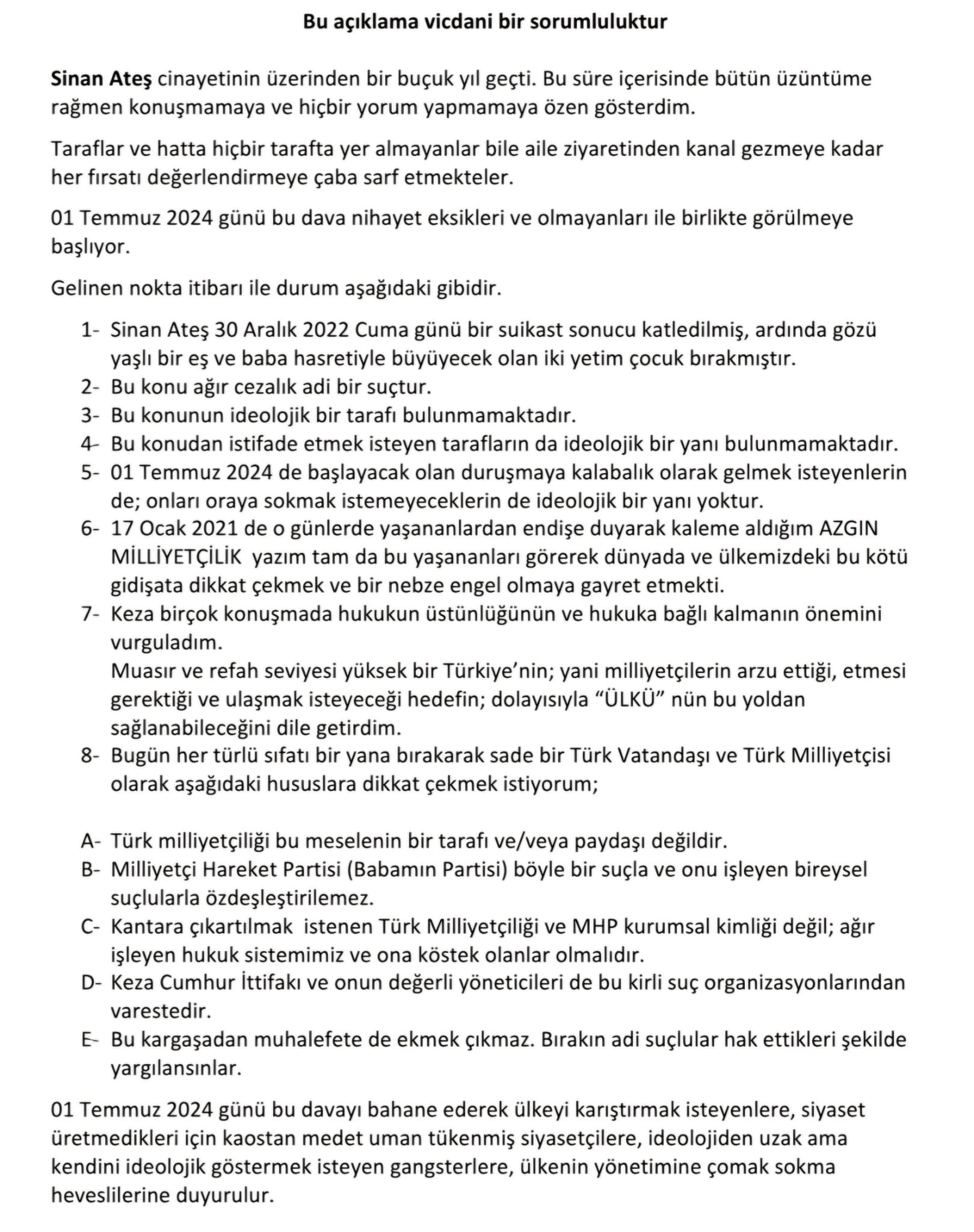 Tuğrul Türkeş'ten Sinan Ateş Açıklaması Babamın Partisi Böyle Bir Suçla Özdeşleştirilemez 2