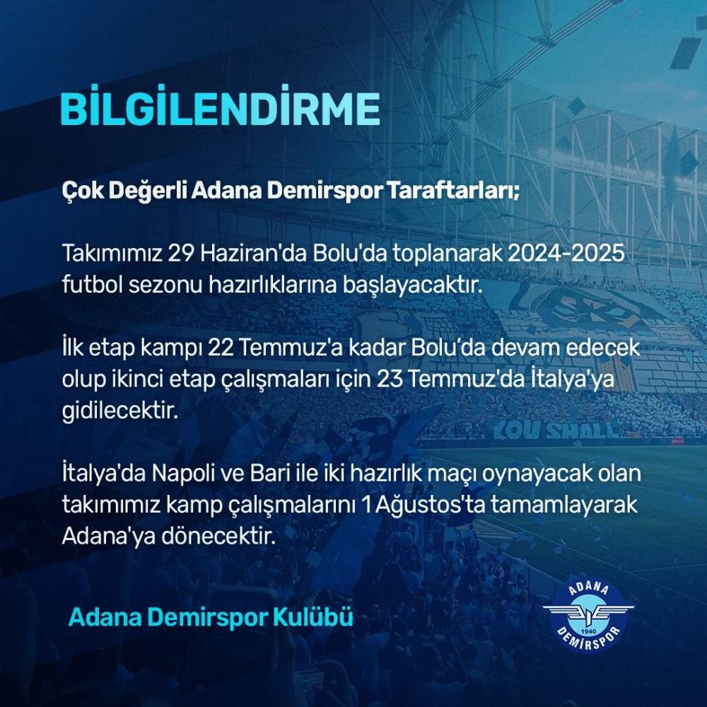 Adana Demirspor yeni sezon hazırlıklarına Bolu'da başladı