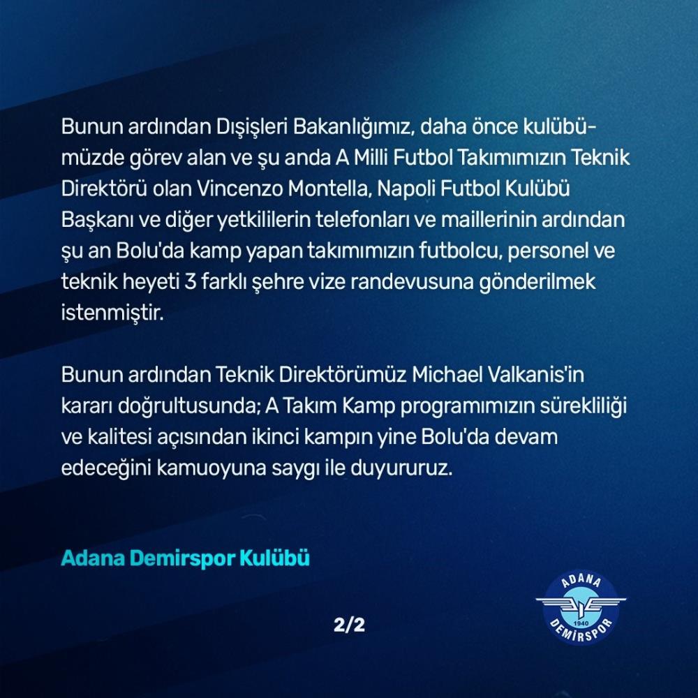 Adana Demirspor'un İtalya kampı vize engeline takıldı