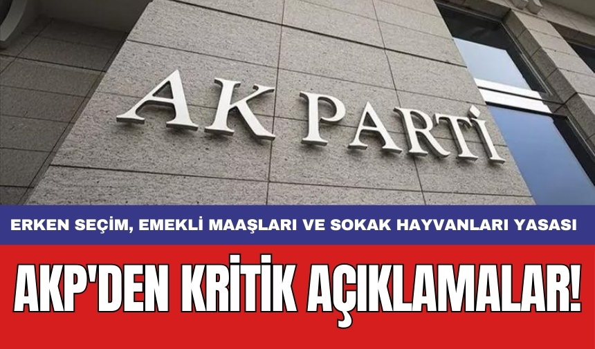 AKP'den kritik açıklamalar! Erken seçim, emekli maaşları ve sokak hayvanları yasası