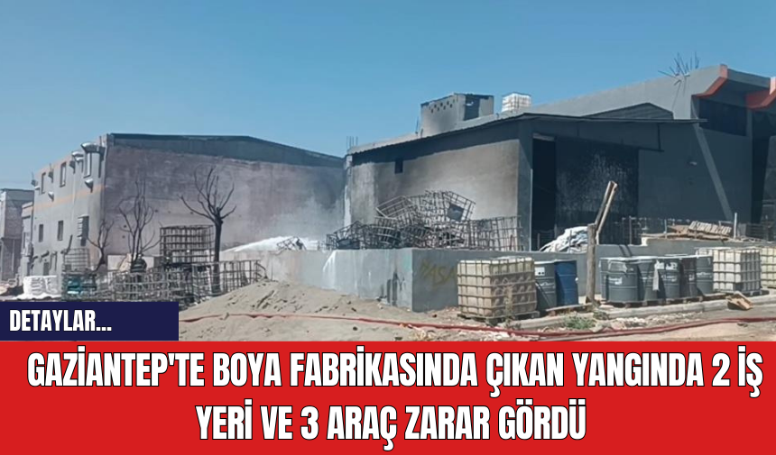 Gaziantep'te Boya Fabrikasında Çıkan Yangında 2 İş Yeri ve 3 Araç Zarar Gördü