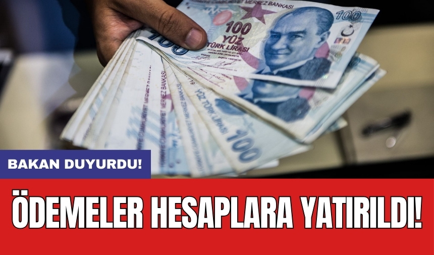 Bakan duyurdu: Ödemeler hesaplara yatırıldı!