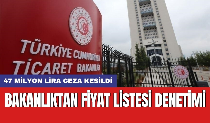 Bakanlıktan fiyat listesi denetimi: 47 milyon lira ceza kesildi