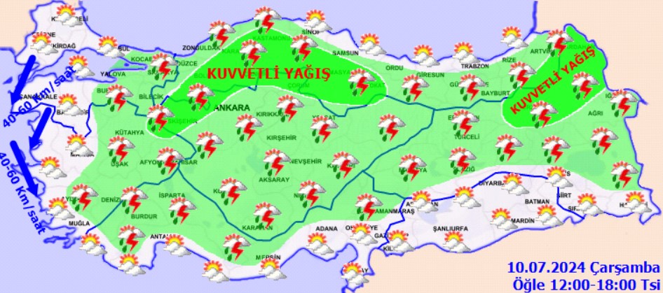 16 il için sarı kodlu uyarı! Meteoroloji'den sağanak alarmı