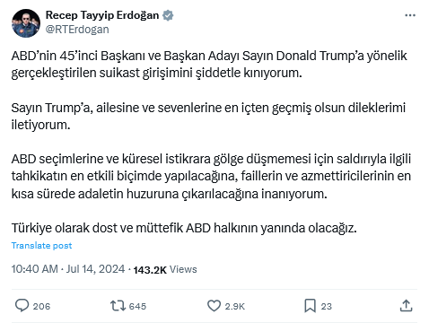 Erdoğan Trump'a Suikast Girişimini Kınadı 2