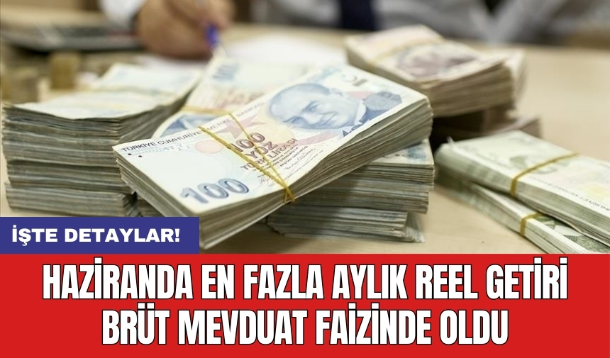 Haziranda en fazla aylık reel getiri brüt mevduat faizinde oldu