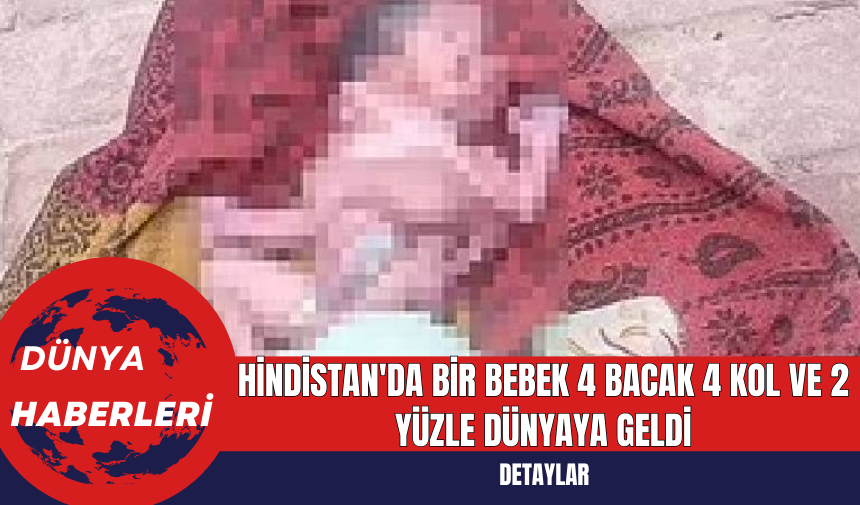 Hindistan'da Bir Bebek 4 Bacak 4 Kol ve 2 Yüzle Dünyaya Geldi