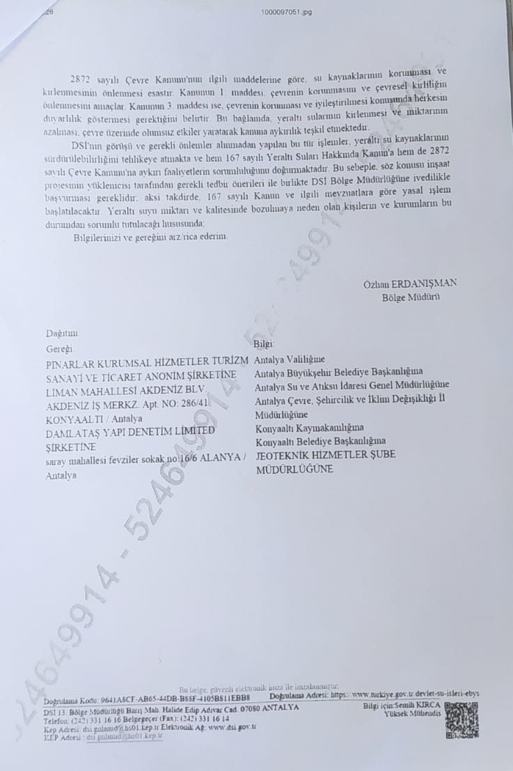 Konyaaltı'nın Yeraltı Suları Otel Inşaatına Kurban Edildi Rapor 3